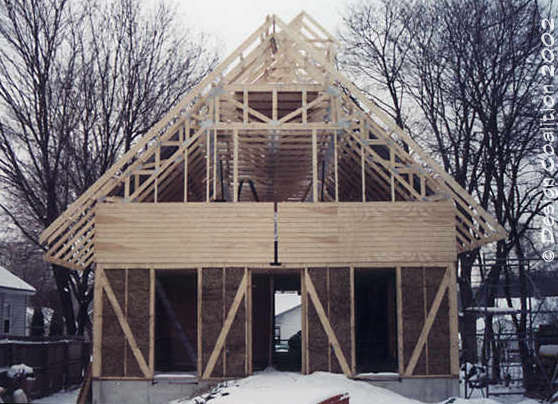 Christmas, 2001 -  roof trusses up